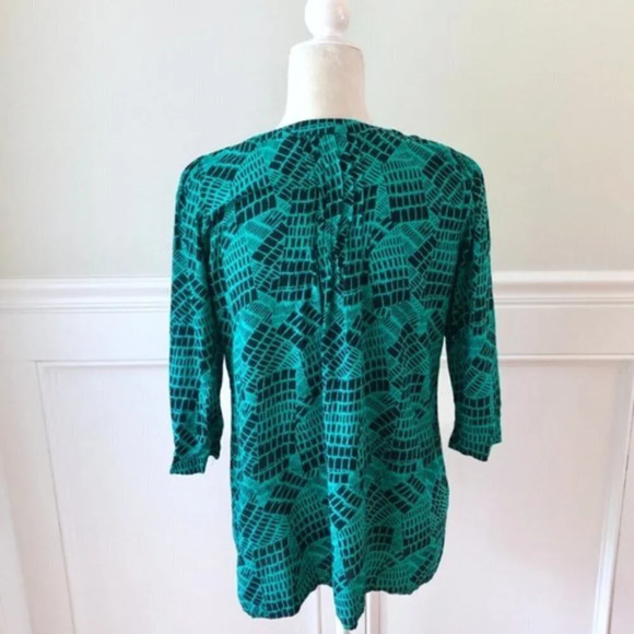 Plenty By Tracy Reese Printed Blouse Green Top S - Picture 3 of 5